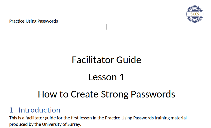 Extract from facilitator guide
